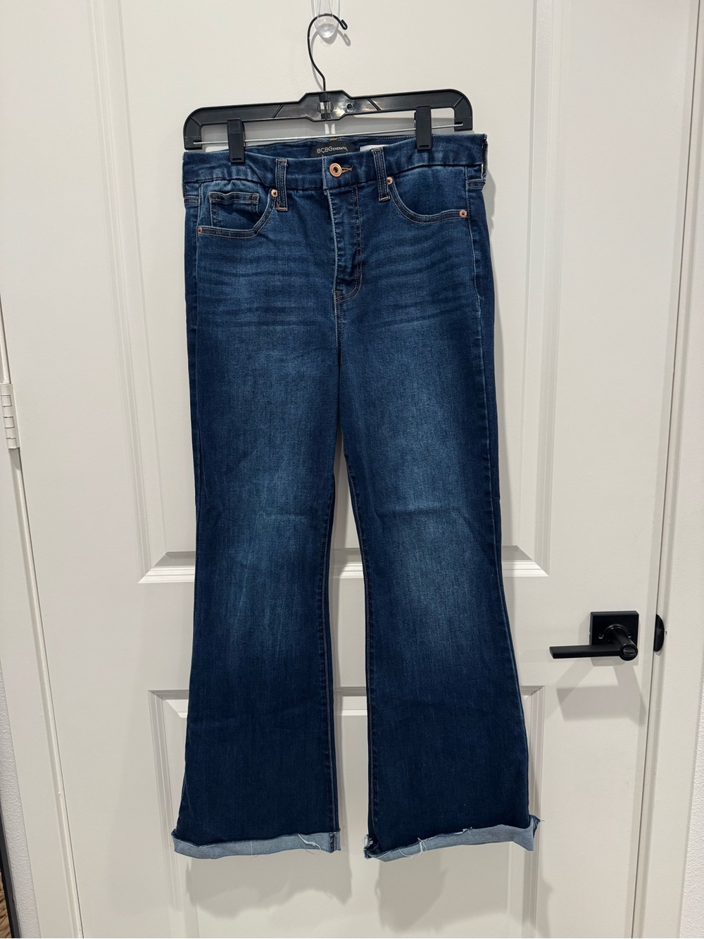 BCBGeneration High Rise Curvy Flare Dark Indigo Wide-Leg Jeans